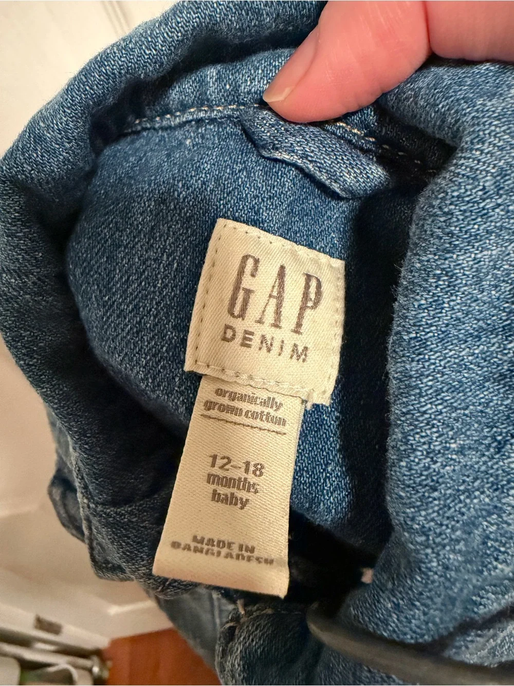 Baby Gap Snap Up Denim Jacket- Organic Cotton- Collared- 12-18 Months
